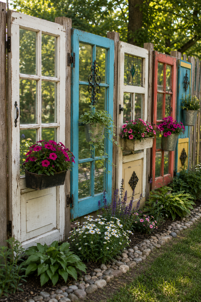 Réutiliser de vieilles fenêtres pour créer des clôtures colorées Réutiliser de vieilles fenêtres pour créer des clôtures colorées eutiliser de vieilles fenetres pour creer des clotures colorees 4