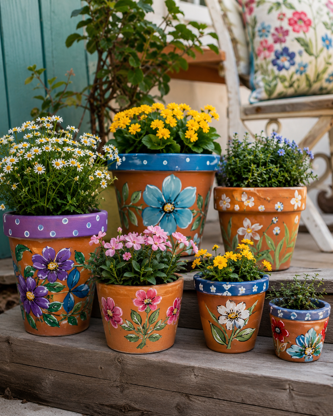 Magnifiques pots de fleurs peints à la main Magnifiques pots de fleurs peints à la main magnifiques pots de fleurs peints a la main 4