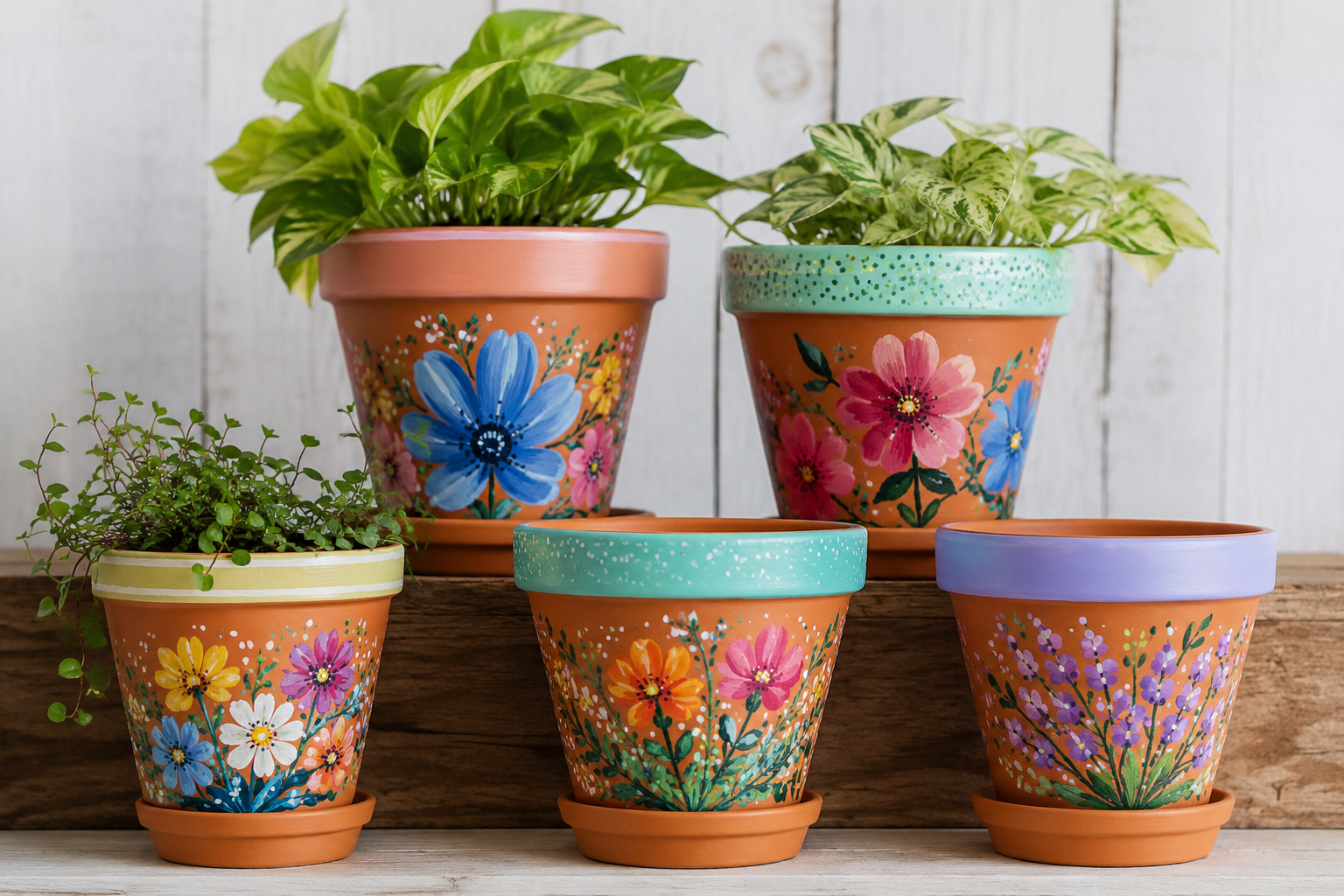 Magnifiques pots de fleurs peints à la main Magnifiques pots de fleurs peints à la main magnifiques pots de fleurs peints a la main 5