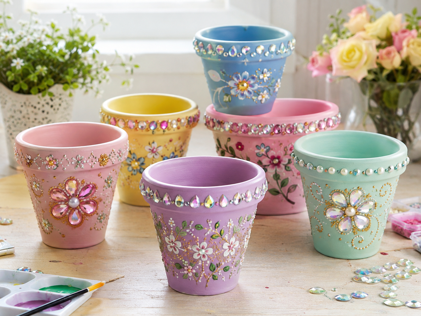 Magnifiques pots de fleurs peints à la main Magnifiques pots de fleurs peints à la main magnifiques pots de fleurs peints a la main