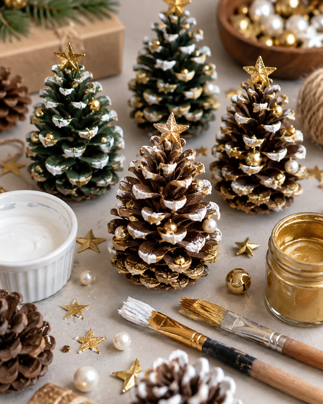 Adorables mini-sapins réalisés avec des pommes de pin Adorables mini-sapins réalisés avec des pommes de pin adorables mini sapins realises avec des pommes de pin 1