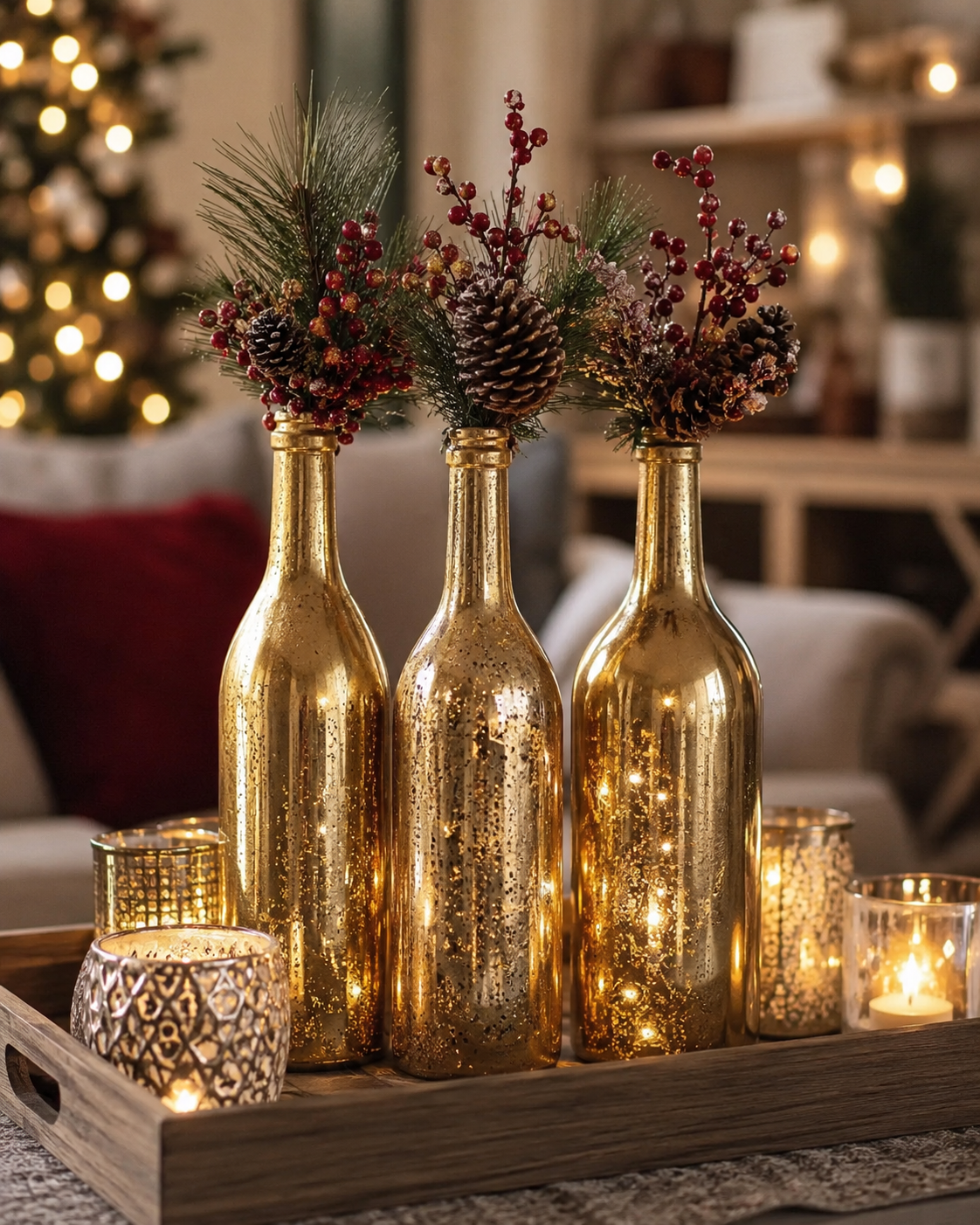 Idées de décoration avec des bouteilles dorées faciles et élégantes Idées de décoration avec des bouteilles dorées faciles et élégantes idees de decoration avec des bouteilles dorees
