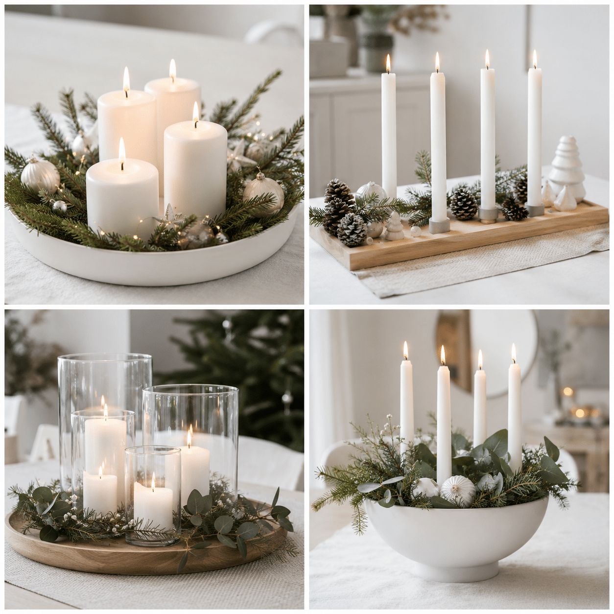 Magnifiques centres de table de Noël avec des bougies : Idées élégantes magnifiques centres de table de noel avec des bougies 3