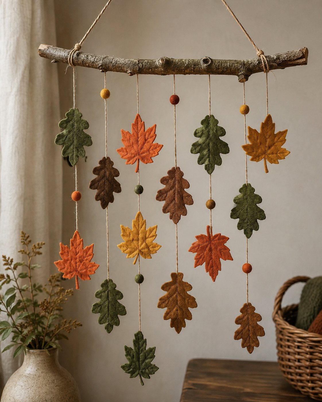 Mobile fait main en feuilles de feutrine colorées Mobile fait main en feuilles de feutrine colorées mobile fait main en feuilles de feutrine colorees 2