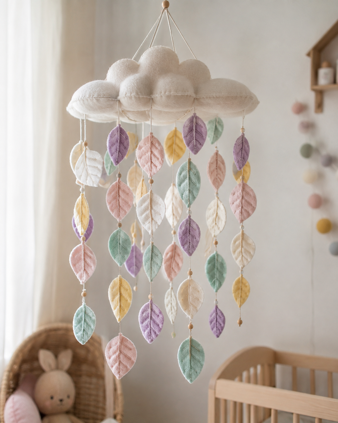 Mobile fait main en feuilles de feutrine colorées Mobile fait main en feuilles de feutrine colorées mobile fait main en feuilles de feutrine colorees 4