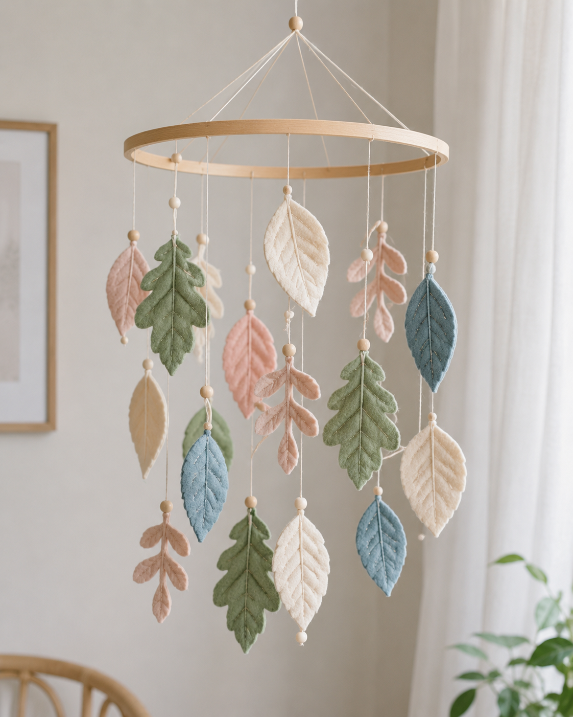 Mobile fait main en feuilles de feutrine colorées Mobile fait main en feuilles de feutrine colorées mobile fait main en feuilles de feutrine colorees 5